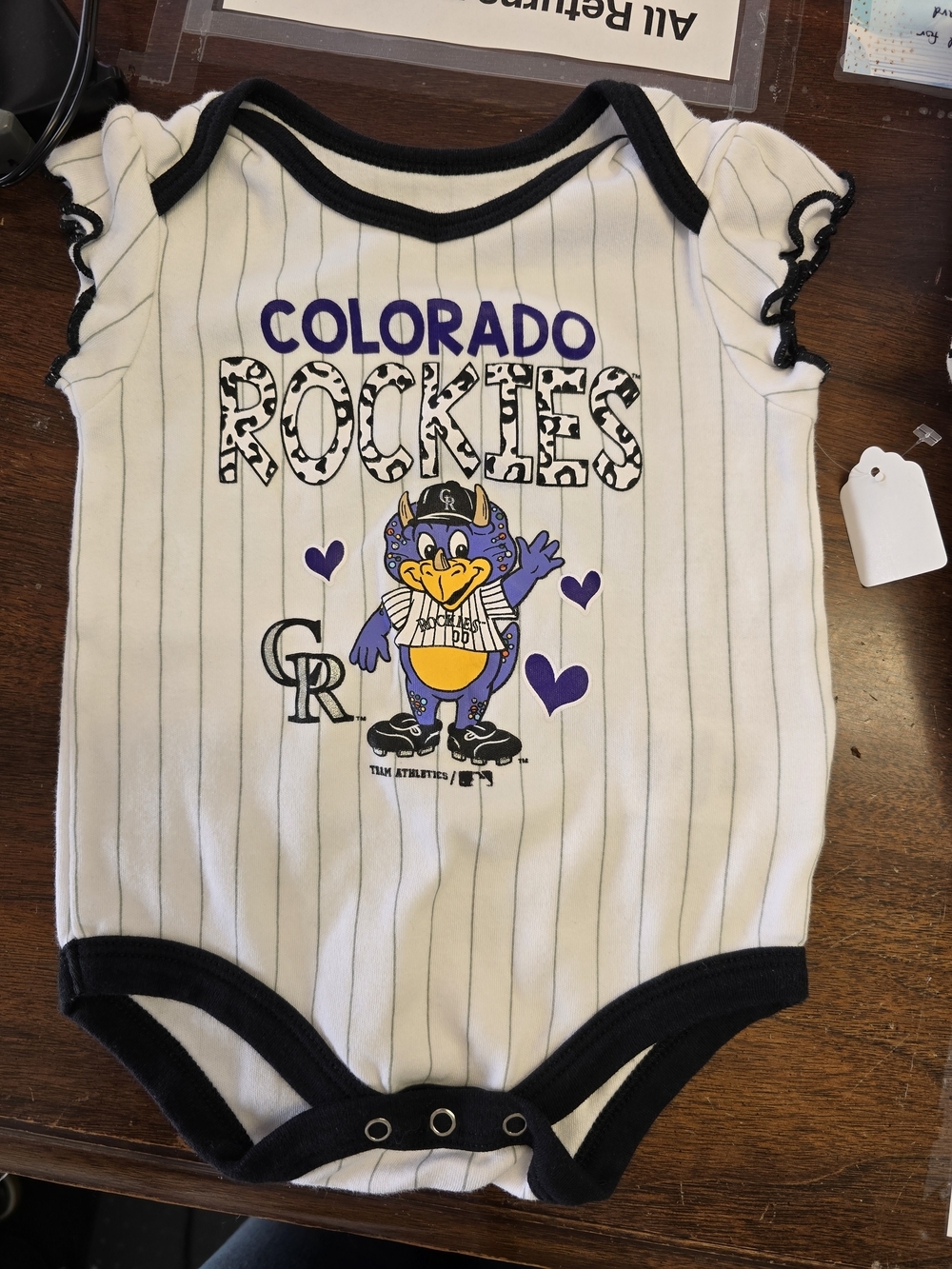Genuine Merchandise Colorado Rockies Baby Bodysuit - White, Black, Purple